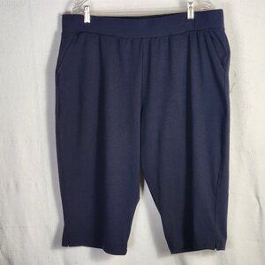 Croft & Barrow Dark Navy Cotton Poly Span Pull on Stretch Capri Pants Size XXL
